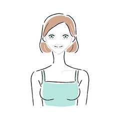 フェイスパックをして保湿してる若い女性のイラスト。