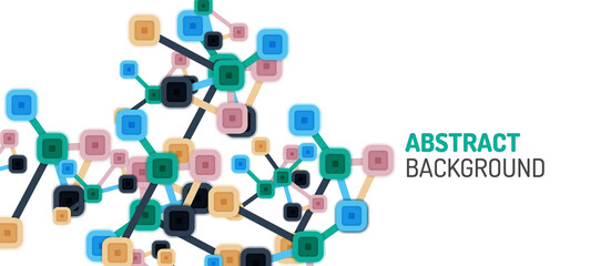 Abstract square dot connections, flat style multicolored geometric background for Wallpaper, Banner, Background, Card, Book Illustration, landing page or poster design