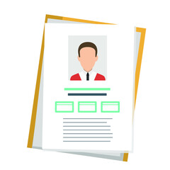 Identity document with person photo and info. Vector icon in flat