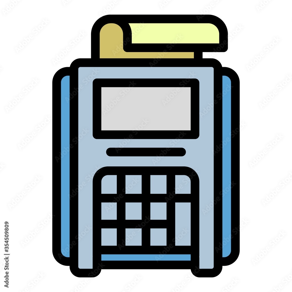 Poster pos terminal receipt icon. outline pos terminal receipt vector icon for web design isolated on white