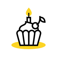 Cupcake icon with a candle