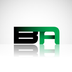 Initial letter BA uppercase modern and simple logo linked green and black colored, isolated in white background. Vector design for company identity.