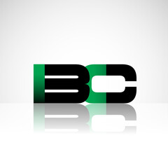 Initial letter BC uppercase modern and simple logo linked green and black colored, isolated in white background. Vector design for company identity.