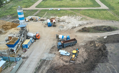 concrete mixers are loaded at the factory