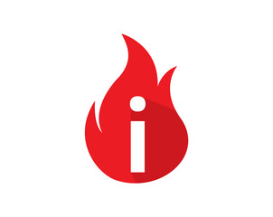 Design concept fire with Initial  i Letter Logo Design