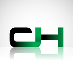 Initial letter CH uppercase modern and simple logo linked green and black colored, isolated in white background. Vector design for company identity.