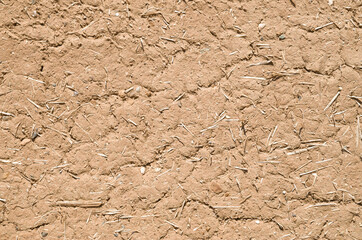 Old clay plaster on wall closeup