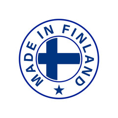 Made in Finland with Finland flag round vector icon