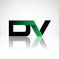 Initial letter DV uppercase modern and simple logo linked green and black colored, isolated in white background. Vector design for company identity.