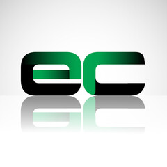 Initial letter EC uppercase modern and simple logo linked green and black colored, isolated in white background. Vector design for company identity.