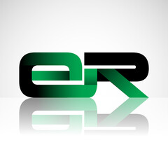 Initial letter ER uppercase modern and simple logo linked green and black colored, isolated in white background. Vector design for company identity.