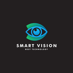 eye logo design, vision technology icon design template vector illustration