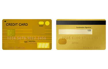 クレジットカード（ゴールド）の表と裏のイラスト