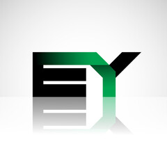Initial letter EY uppercase modern and simple logo linked green and black colored, isolated in white background. Vector design for company identity.