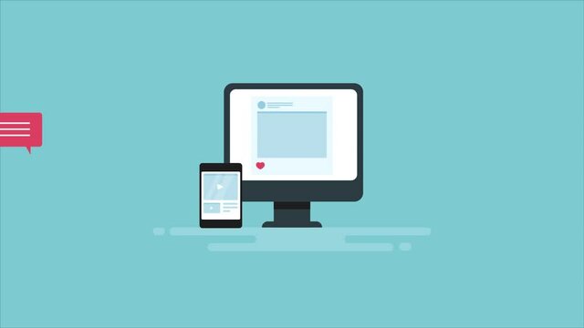 Social media marketing and audience engagement strategy, digital marketing, interactive post on social network concept. 2d animation, video clip.