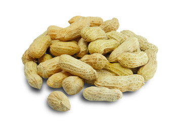Pile of boiled peanuts isolated on white background.