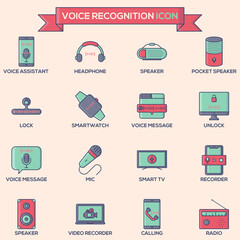 Illustration of Colorful Voice Recognition Icon Set.