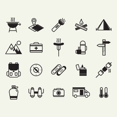 Camping and road trip icons
