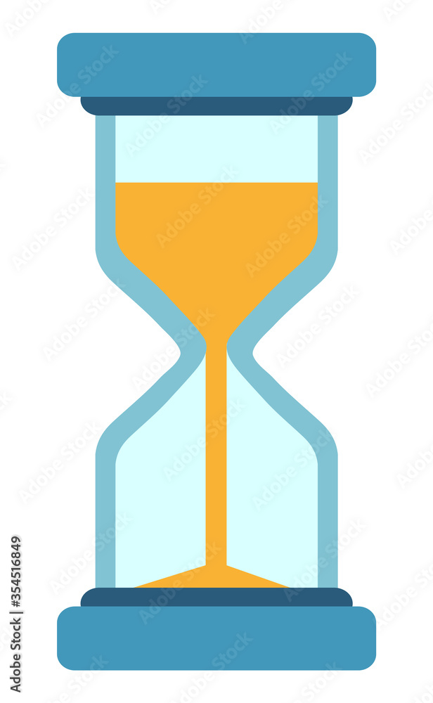 Poster hour glass icon vector, isolated clock with falling sand measuring time. countdown measurement of ho