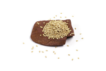 sesame seeds isolated on white background.