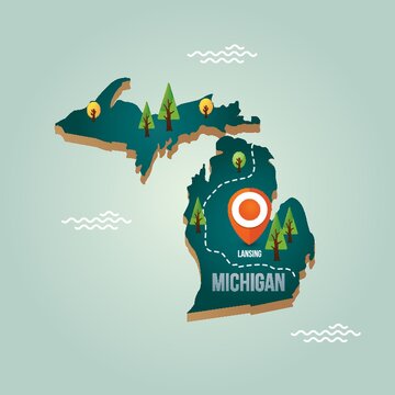 Michigan map with capital city