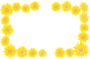 夏のひまわりのフレームイラスト