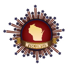 Wisconsin state button with banner