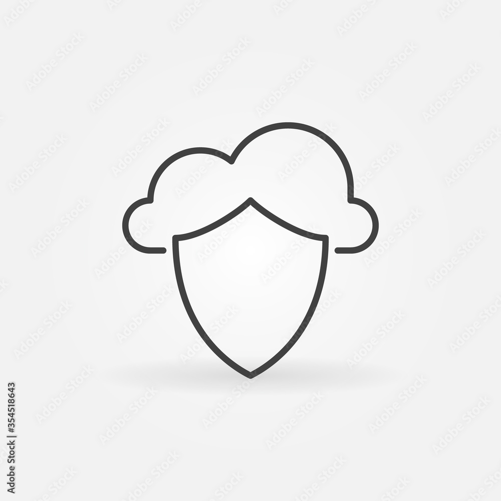 Poster cloud with shield outline vector concept icon or design element