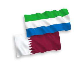 Flags of Qatar and Sierra Leone on a white background
