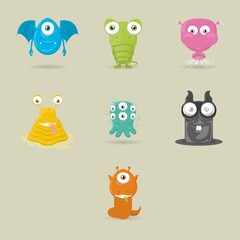 Set of cute monsters