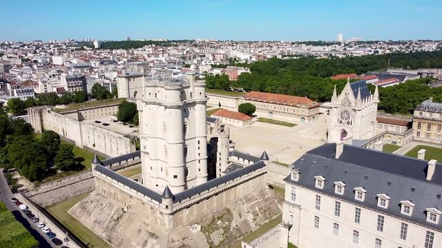 Aerial backward with copy space at Chateau de Vincennes, France
