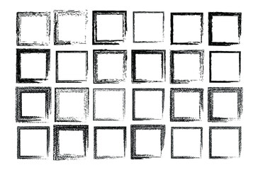 ink painted square frames, grunge vector texture backgrounds set
