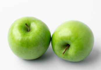 green apple fruit on white background