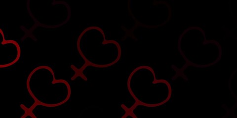 Dark Pink vector background with woman symbols.