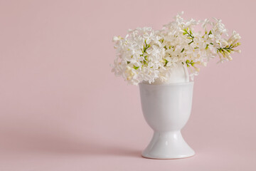 White lilac in a white vase