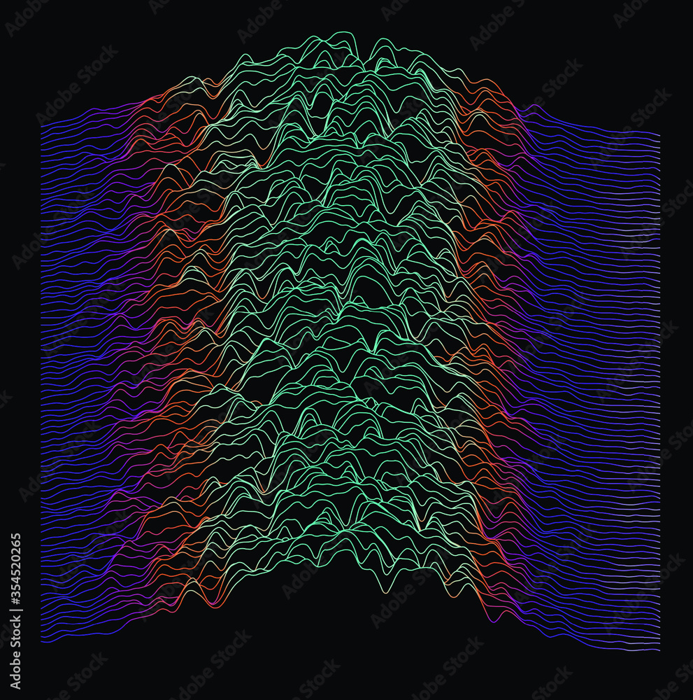 Leinwandbilder Generative art and data visualization of simplex noise. Analog and digital line waveforms, sound waves, equalizer and recording concept.