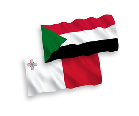 Flags of Malta and Sudan on a white background