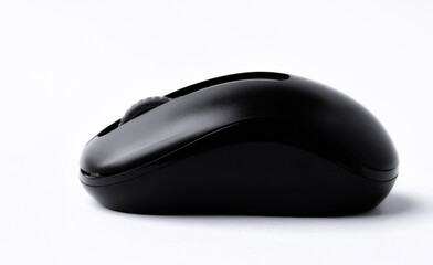 black computer mouse on white background