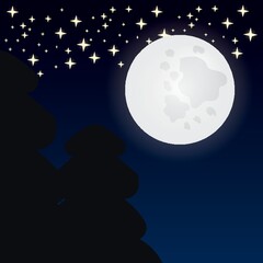 Naklejka premium Full moon with stars
