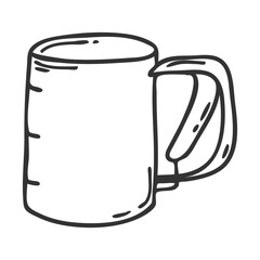 Sieve for sifting flour. Kitchen utensils. Design element for decorating menu, recipes, and food packaging. Hand drawn and isolated on white. Black-white vector illustration