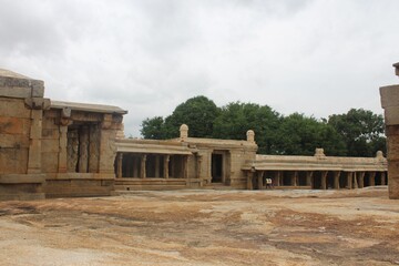 Fototapeta premium Pillars sculpture lepakshi Andhra temple architecture column stone 
