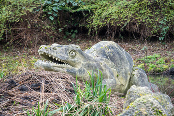 Crystal Palace Dinosaurs in Crystal Palace Park, London, England, United Kingdom