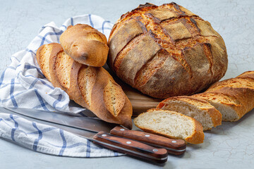 Artisan bread and sourdough baguettes.