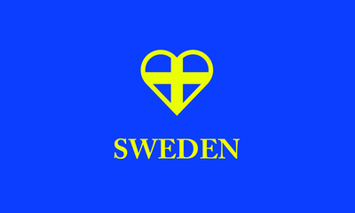 Sweden heart love symbol flag country vector illustration 