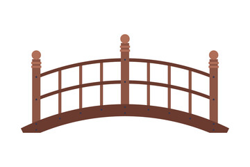 Arched Wooden Bridge, Urban Infrastructure Design Element, Flat Style Vector Illustration on White Background