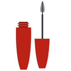 mascara, cosmetics, flat, isolated object on a white background, vector illustration,