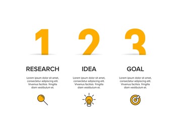 Concept of arrow business model with 3 successive steps. Three colorful graphic elements. Timeline design for brochure, presentation. Infographic design layout.