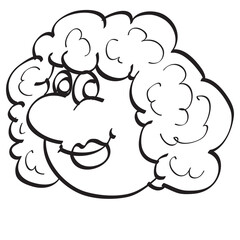 sketch of a female portrait, cartoon, coloring book, isolated object on a white background, vector illustration,