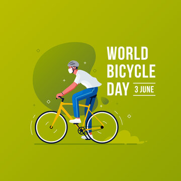 World Bicycle Day, Men wear mask that ride bicycle