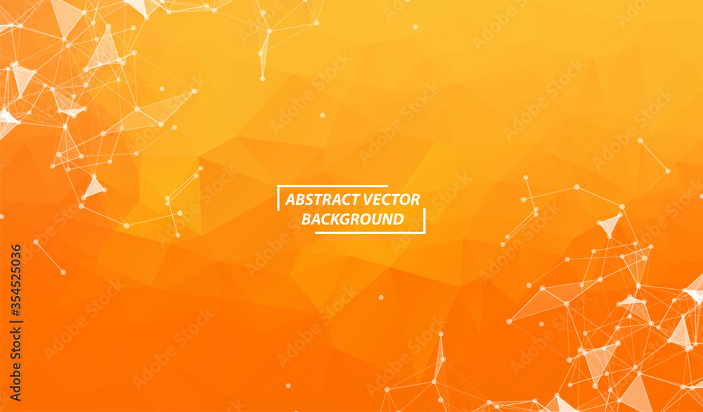 Wall mural Orange Geometric Polygonal background molecule and communication. Connected lines with dots. Minimalism background. Concept of the science, chemistry, biology, medicine, technology.